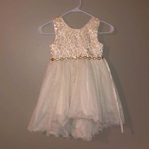 Ivory holiday or flower girl toddler dress with gems